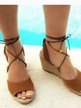 Romena tan suede espadrille wedge sandals Size 39